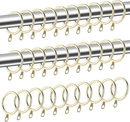 Miniatura 18 de Shappy Paquete de 40 anillos de metal para cortinero con ojales de diámetro interno de 0.98 pulgadas, se adapta a cortineros de hasta 0.7 pulgadas