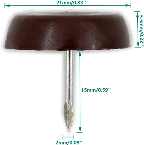 Miniatura 2 de 50 almohadillas redondas de nailon para muebles, resistentes para clavos en muebles, protectores de suelo de madera dura para silla, mesa, Marrón