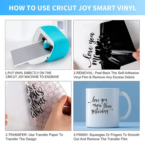 Miniatura 5 de Vinilo inteligente permanente para Cricut Joy, 36 hojas (5.5 x 12 pulgadas), vinilo adhesivo para manualidades, paquete de vinilo de 15