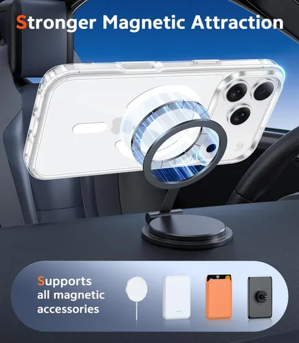 Miniatura 230 de FNTCASE Funda para iPhone 13 Pro-Max: Fundas magnéticas transparentes compatibles con Magsafe Slim anti amarillamiento protección contra caídas