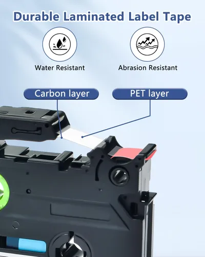Miniatura 5 de Paquete de 2 cintas de etiquetas de repuesto para Brother TZe-435 TZ435 laminadas P Touch de 0.472 in, 0.47 pulgadas, cinta blanca sobre roja