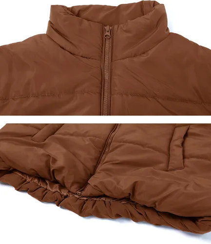 Miniatura 4 de Daacee Chaleco acolchado de burbujas para mujer, manga casquillo de invierno, con cremallera, acolchado, ligero, abrigo, abrigo, ropa de abrigo