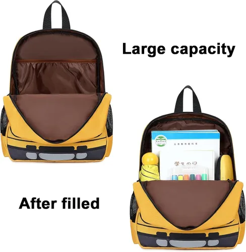 Miniatura 3 de Mochila para niños pequeños, preescolar, autobús, bolsa de libros 3D para jardín de infantes con lonchera aislante