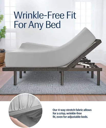 Miniatura 5 de REST® Evercool®+ Sábana bajera ajustable, tamaño King, gris claro, 15 pulgadas de profundidad (hasta 18 pulgadas), ropa de cama transpirable