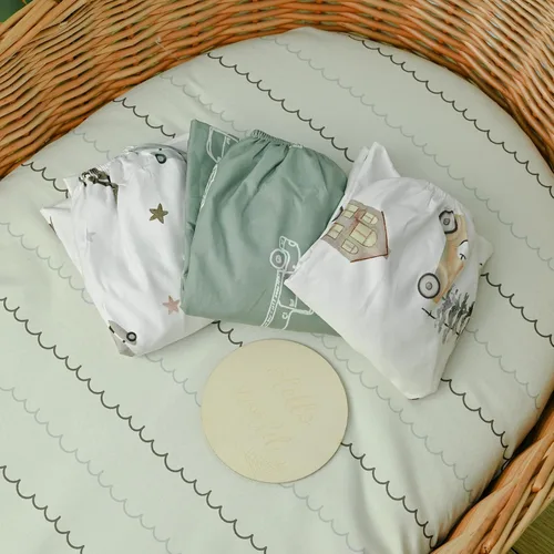 Miniatura 3 de Gllquen Baby Sábanas para Moisés Paquete de 4, Sábana Ajustable Transpirable y Acogedora para Colchón, Cuna de Viaje Elástica con Patrón de Moda