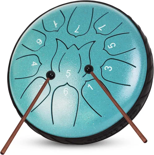 Miniatura 17 de Tambor de lengua de acero con 11 notas de 6 pulgadas con bolsa de tambor, libro de música, mazos de tambor, soporte para mazo, púas de dedos y Azul