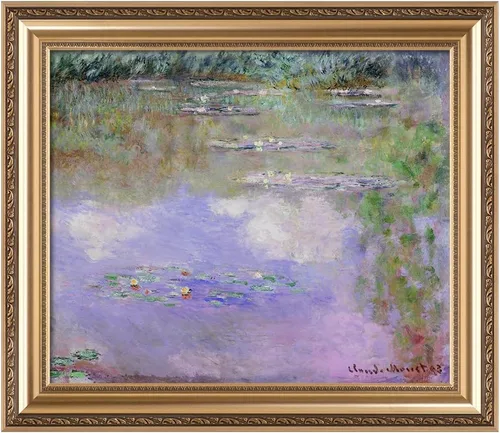 Miniatura 116 de IPIC - Reproducción artística de los lirios de agua de Claude Monet 1906, impresiones giclée coinciden con el marco dorado clásico, arte de pared