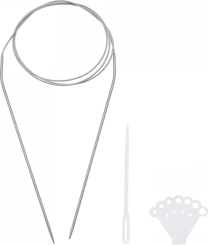 Miniatura 6 de uxcell Kit de agujas de tejer circulares, 39.37 pulgadas de largo, 0.063 in de diámetro, aguja de suéter redonda de acero inoxidable para proyectos