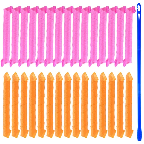 TUPARKA Paquete de 30 rulos en espiral sin calor para cabello con ganchos de peinado para cabello extra largo de hasta 22 pulgadas
