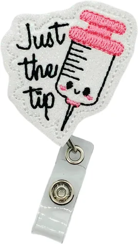 Just The Tip Badge Reel, Retractable Funny Phlebotomist ID Holder, Phlebotomy Nurse Name Tag Clip (lanyard)