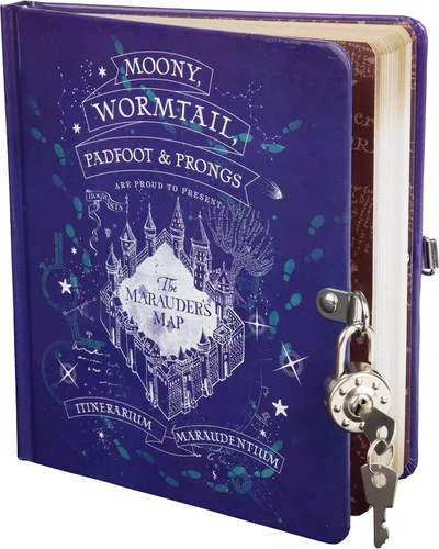 Miniatura 2 de Harry Potter Diario de mapa de Marauder para niños, cuaderno de diario con cerradura y llave con 216 páginas rayadas, con licencia oficial, regalo