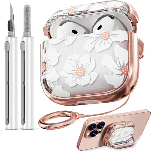 Miniatura 27 de Inesore Funda para AirPods Pro 3 2025 con cerradura, funda transparente floral para mujeres, compatible con Apple Airpods Pro de 3ª