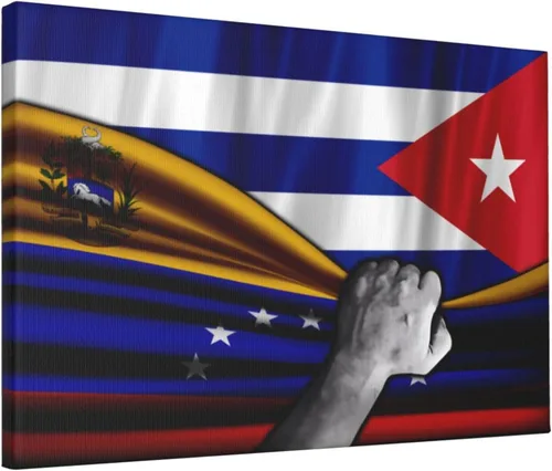 Lienzo decorativo para pared, diseño de bandera de Venezuela y bandera cubana de Cuba, impresiones artísticas de pared de 12 x 18 pulgadas, sin
