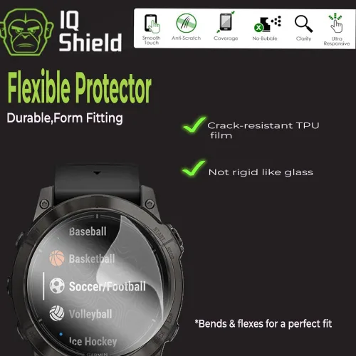 IQShield Paquete de 6 protectores de pantalla para Garmin Fenix 7/7 Pro (solar/zafiro solar) (1.850 in) / Epix (Gen 2) / Epix Pro (1.772 pulgadas) -