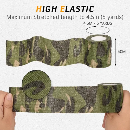 Miniatura 4 de 12 rollos de cinta de camuflaje de camuflaje de vendaje autoadhesivo de 2 pulgadas x 5 yardas, envoltura protectora de camuflaje autoadhesiva