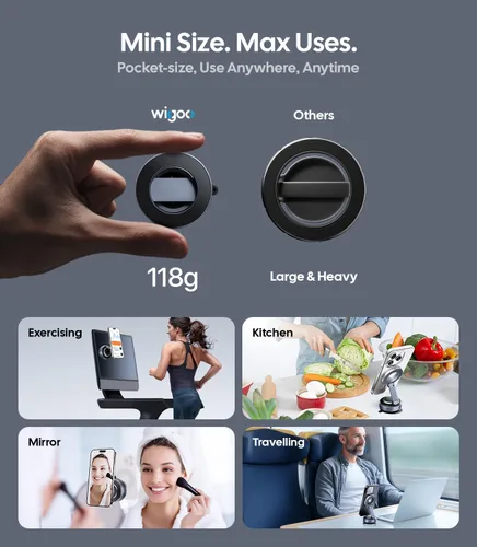Miniatura 9 de Wigoo Magsafe - Soporte magnético de vacío para teléfono para automóvil [succión de 80 libras y 3000 gf magnético] Soporte de teléfono ajustable