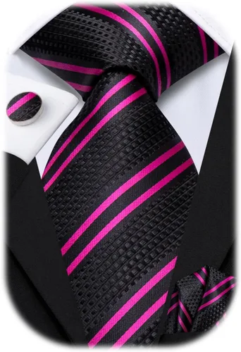 Miniatura 115 de Hi-Tie Corbata clásica de cachemira para hombre con pañuelo y gemelos a cuadros