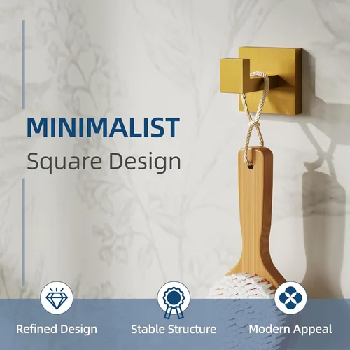 Miniatura 2 de Ruacq Towel Hooks for Bathrooms, Heavy Duty Stainless Steel Square Bathroom Hooks, Wall Mounted Towel Hanger for Robe & Coat, Ideal for Kitchen