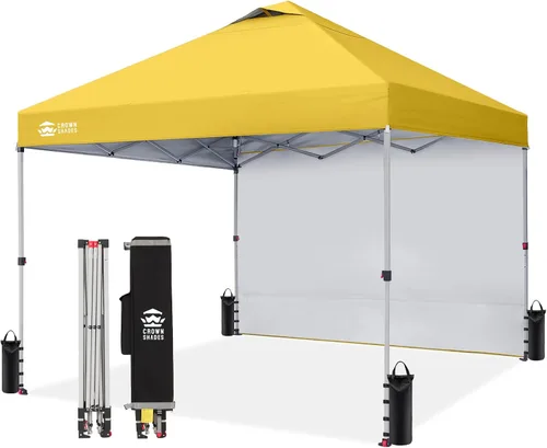 Miniatura 36 de CROWN SHADES - Toldo desplegable de 12 x 12 pulgadas con tela recubierta de color plata 150D, incluye 1 pared lateral extraíble, 4 cuerdas, 8