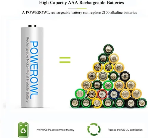 Miniatura 2 de Baterías AAA recargables con cargador, cargador de batería avanzado para celda individual, baterías AAA de alta capacidad y baja autodescarga Ni-MH