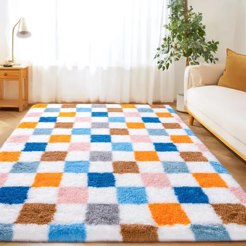 Miniatura 179 de Alfombras de área de 8x10 para sala de estar, alfombra shaggy grande ultra suave y esponjosa para dormitorio, alfombras de felpa mullida Blanco crema