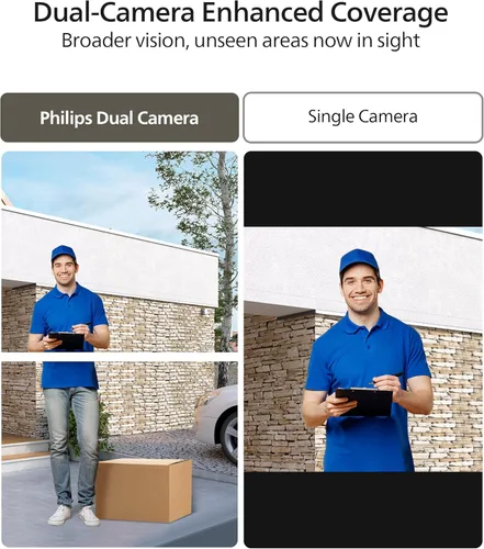 Miniatura 5 de Cámara de timbre de video de seguridad Philips (timbre incluido), sin cuota mensual, cámaras duales 2K FHD con detección de movimiento, audio de 2