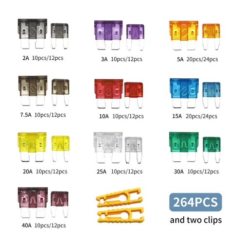 Miniatura 2 de ZIPCCI 266 piezas – Kit surtido de fusibles para automóvil, mini y fusibles automotrices estándar, fusible automático de hoja para accesorios de RV