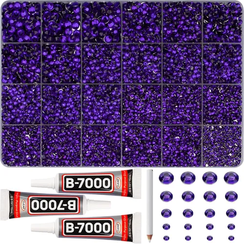 Miniatura 27 de 11000 piezas de diamantes de imitación con parte trasera plana de 2/3/4/5 mm en negro con pegamento para bordado, ropa, manualidades, zapatos, arte