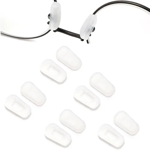 Miniatura 7 de Almohadillas de nariz para gafas, almohadillas de silicona antideslizantes y suaves para la nariz, kit de reparación de lentes (5 pares), negro/L
