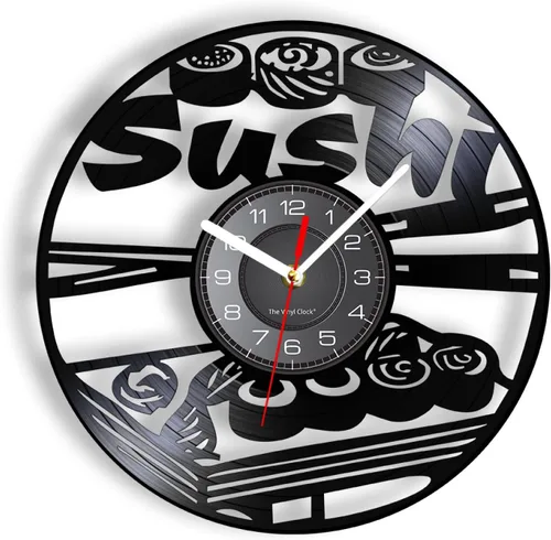 Reloj de pared de cocina japonesa de 12 pulgadas, rollo de sushi, rollo de vinilo personalizado, sushi bar, sashimi japonés, restaurante asiático,