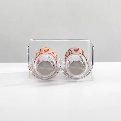Miniatura 3 de mDesign - Organizador de botellas apilable y de pie, hecho de plástico, para encimeras de cocina, refrigerador, congelador; organizador