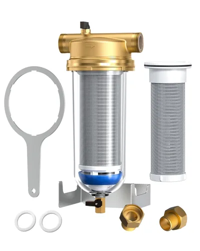 Waterdrop Mega Filtro de sedimento giratorio, Sistema de filtro de agua reutilizable actualizado para toda la casa con retrolavado para agua de