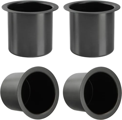 Miniatura 11 de 2 Piezas Portavasos Empotrados, Portavasos Automotrices de Acero Inoxidable 304, Soporte para Bebidas de Mesa de Póquer Negro de 3.3 Pulgadas, Mesa