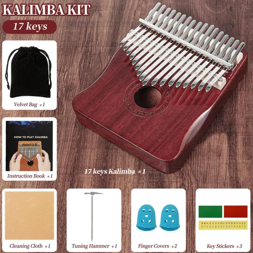 Miniatura 4 de Kalimba - Piano de pulgar de 17 teclas (rojo vino)
