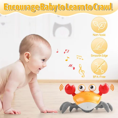 Miniatura 4 de Juguete de Cangrejo que Gatea para Bebés Infantil: Juguetes para Tiempo de Barriga para Bebés de 3 6 9 12 18 24 36 Meses, Cangrejo que Camina