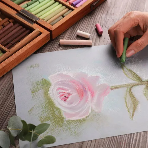 Miniatura 5 de Ctosree 100 hojas de papel pastel al óleo de 180 GSM, papel de dibujo pastel, papel de pintura de tono neutro para medios secos, óleo, lápiz pastel