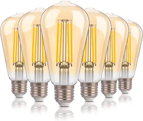 ALAMPEVER Paquete de 6 bombillas LED Edison vintage ST19/ST58 regulables, bombillas LED decorativas, 4 W (equivalente a 40 W), blanco cálido de 2200