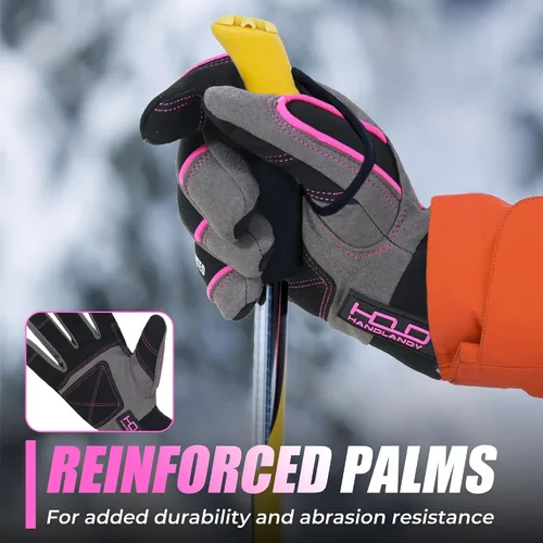 Miniatura 4 de HANDLANDY Winter Work Gloves, 3M Thinsulate Waterproof Insulated Glove for Men Women Rosa