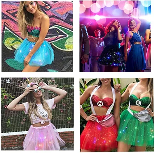 Miniatura 7 de Faldas de tutú LED para mujer, falda de tul con capas para baile de ballet, faldas iluminadas para disfraz de fiesta