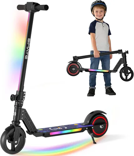 Miniatura 8 de SIMATE Electric Scooter for Kids 6-14, e Kick Scooter with LED Display and Colorful Lights, Adjustable Height and Foldable, Double Brake, Gifts for
