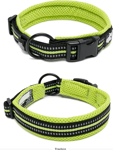 Miniatura 25 de Truelove TLC5011 - Collar para perro reflectante con hebilla Duraflex de alta calidad, cincha de nailon de alta calidad, sin estrangulamiento, Negro