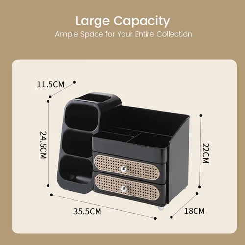 Miniatura 6 de Aveniee Organizador de maquillaje con cajones, gran organizador de encimera de baño para tocador, almacenamiento de cosméticos de escritorio