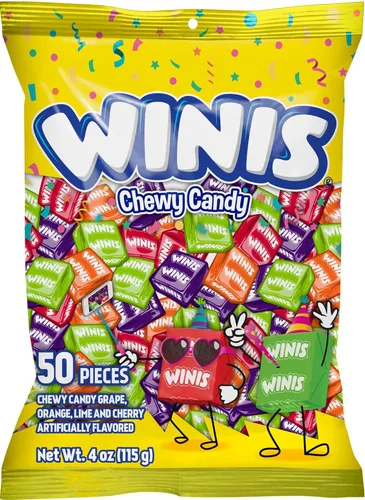 Winis Bolsa de Variedad Original Caramelos Masticables – Caramelos Taffy 50 piezas envueltas individualmente - Tamaño 4 Oz | Regalos, Días Festivos,