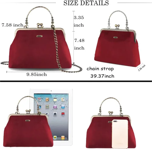 Miniatura 60 de Bolso floral con asa superior, bolso de noche Kiss Lock para mujer, bolso vintage