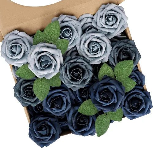 Miniatura 73 de N&T NIETING 25 unidades de flores artificiales, Rosas de espuma artificial de sensación real al tacto, decoración para boda, dama de honor, ramo