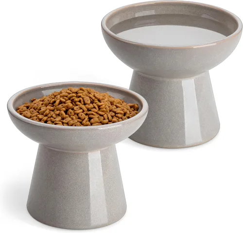 Miniatura 12 de vancasso Paquete de 2 cuencos elevados para gatos, platos elevados de cerámica para alimentos y agua para gatos con 5.1 pulgadas de altura y 6.2