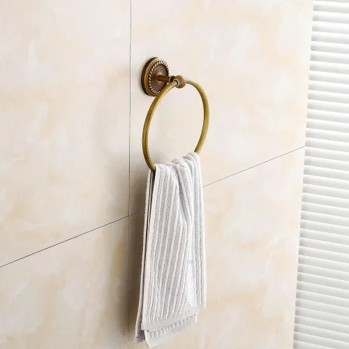 Miniatura 9 de Accesorios de baño de latón antiguo, juego de accesorios de baño para montar en la pared, toallero, soporte para papel higiénico y gancho para bata