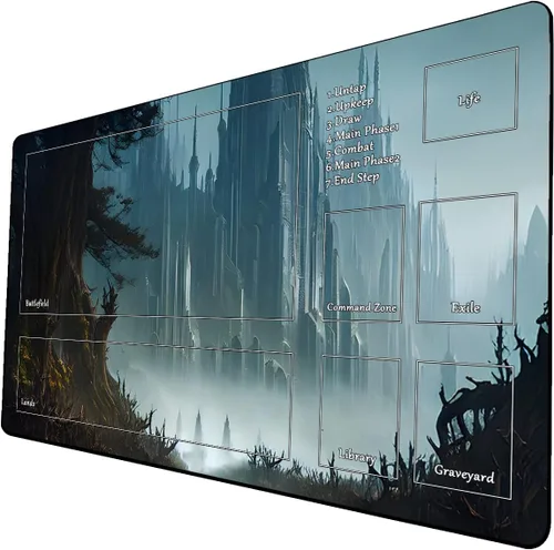 Miniatura 12 de Tapete de juego de cartas coleccionables AI Painting – Tapete de juego MTG con zonas, 24 x 14 pulgadas, tapete de juego MTG de alta calidad – El