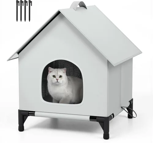 Casa para gatos para exteriores e interiores, aislada y resistente a la intemperie, refugio plegable para gatos, fácil de armar, refugio