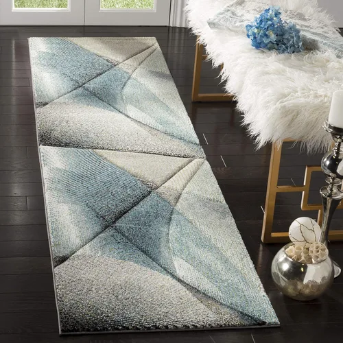 Miniatura 37 de SAFAVIEH Hollywood Collection - Alfombra decorativa de 2 pies 7 pulgadas x 5 pies, gris y azul, diseño moderno de mediados de siglo, no desprende